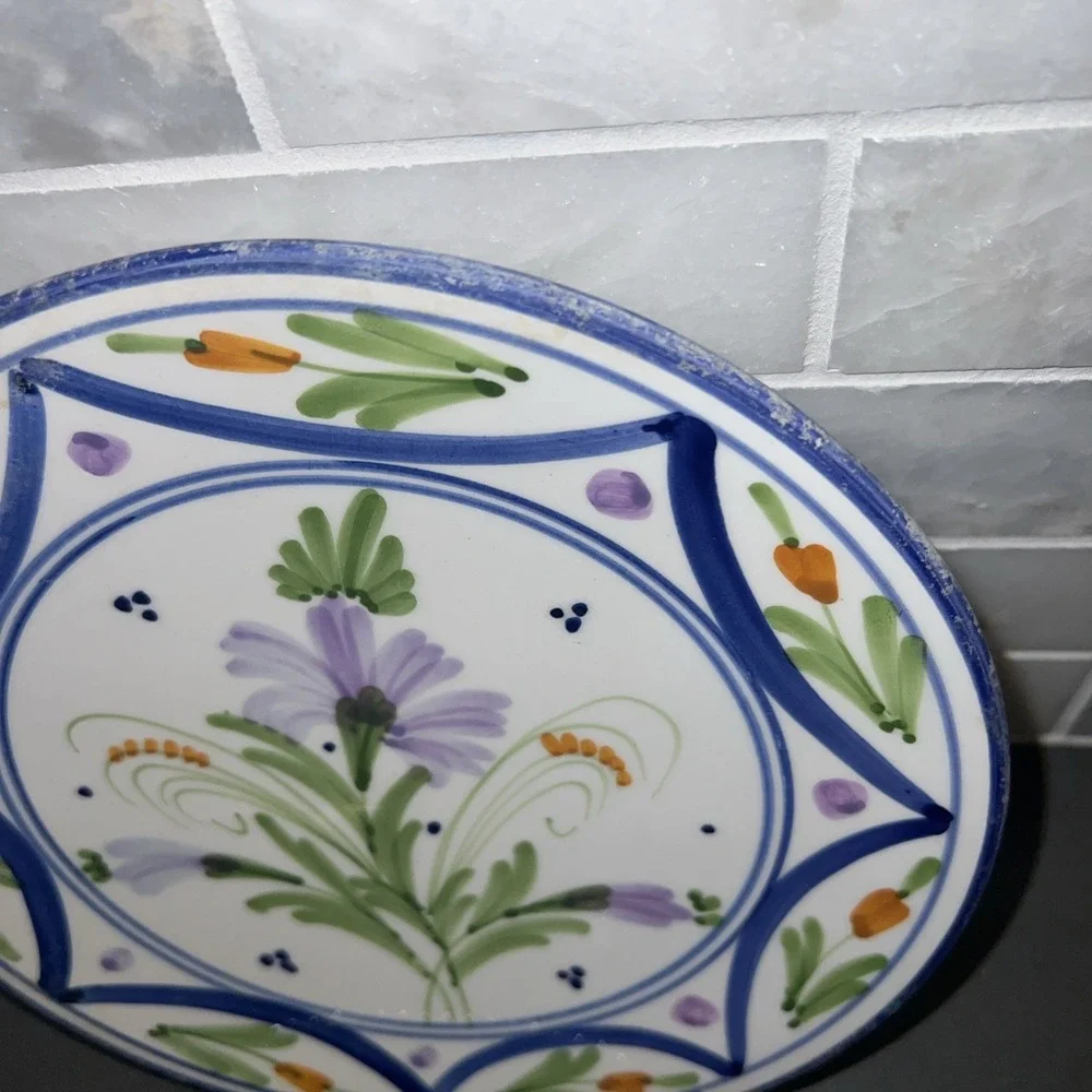 Manises Plate Set (2) Handmade Vintage Flower